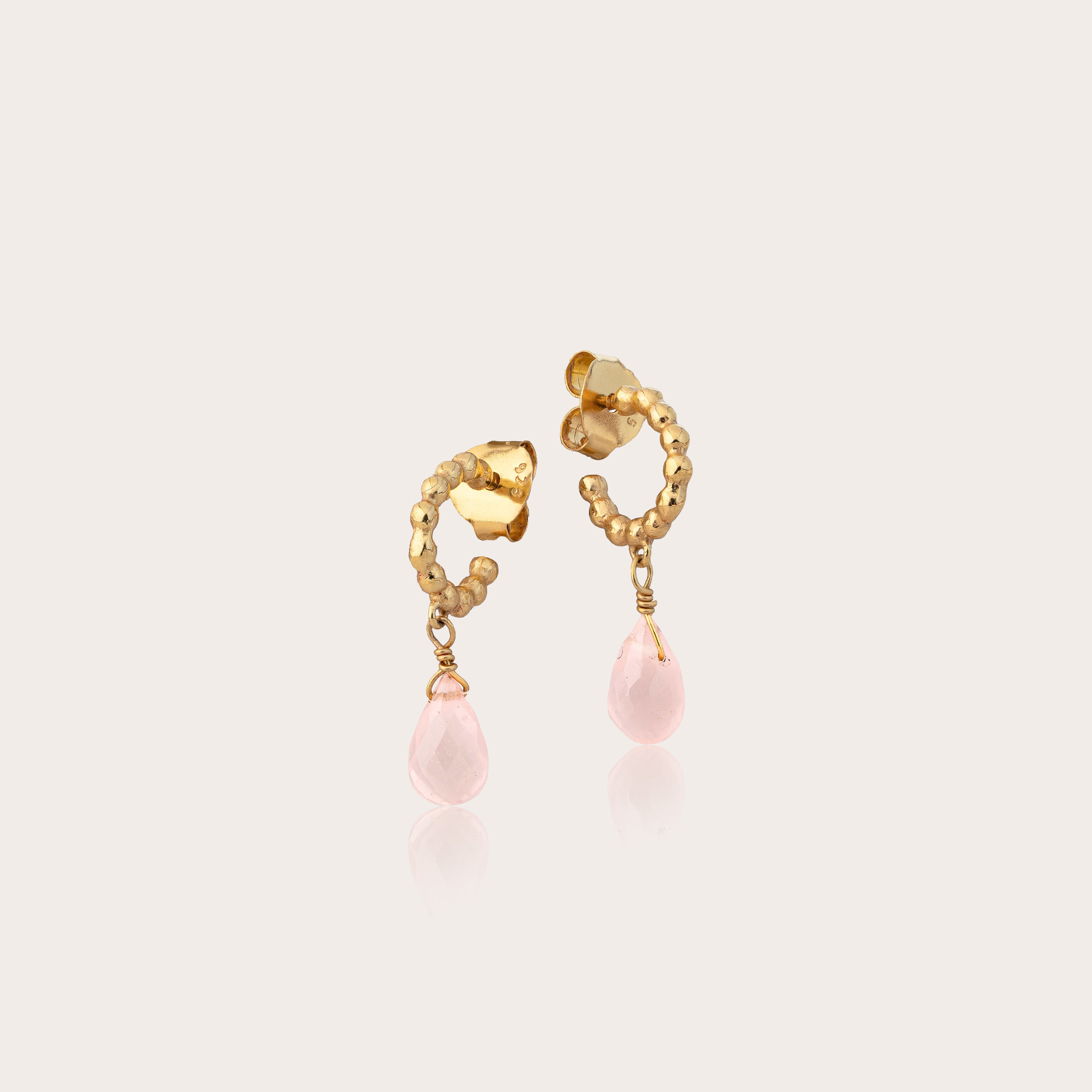 Drops of Desire Earrings with Rose Quartz