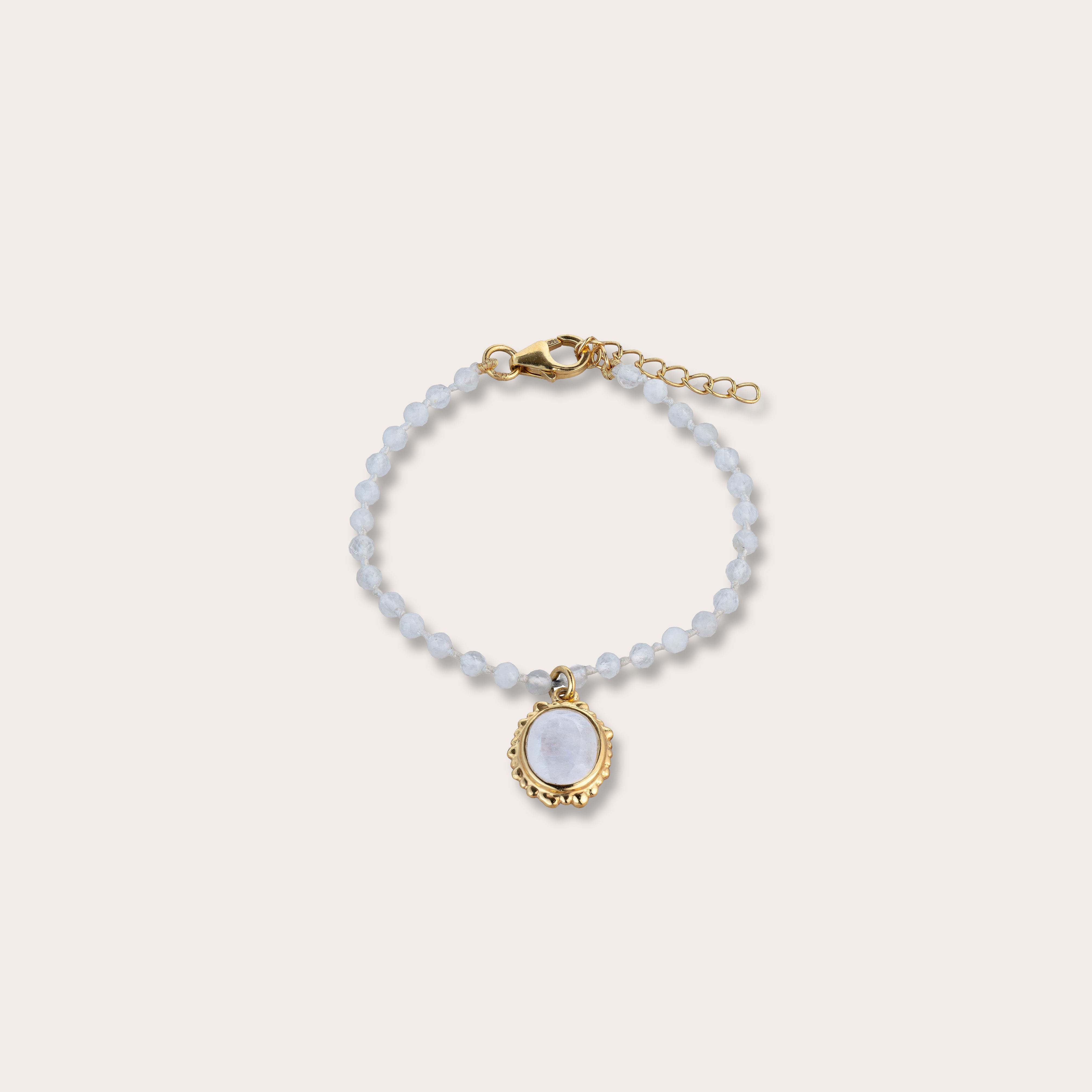 Moonlit Mirror Bracelet with Rainbow Moonstone