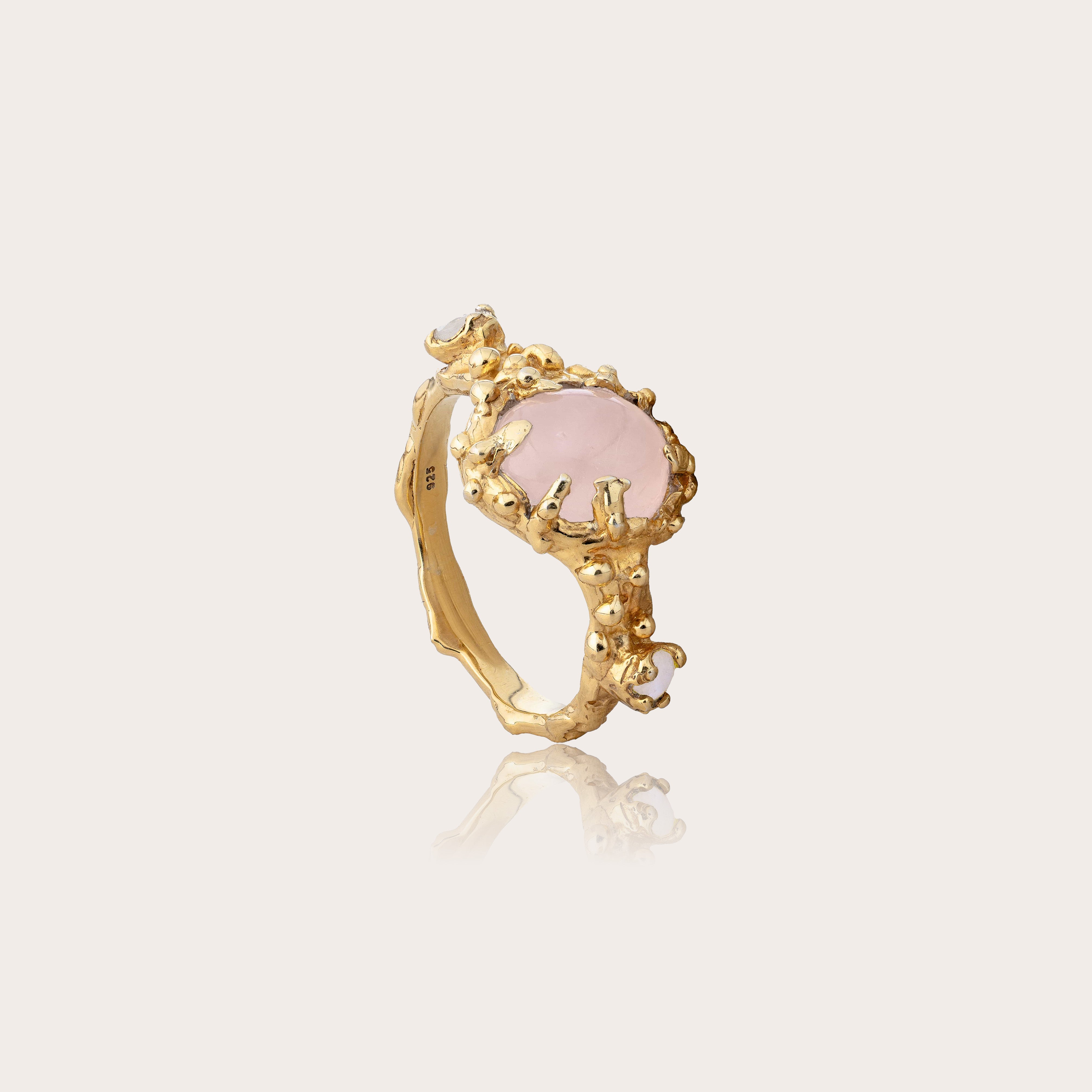 Sacred Siren Ring with Rose Quartz & Rainbow Moonstone