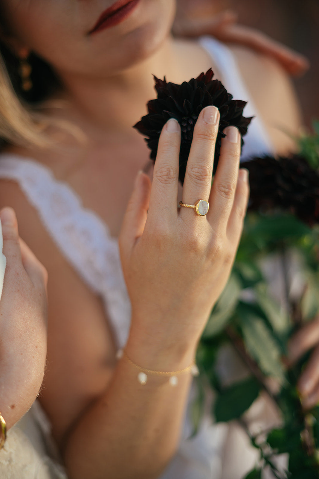 Desire Spell Ring with Rainbow Moonstone
